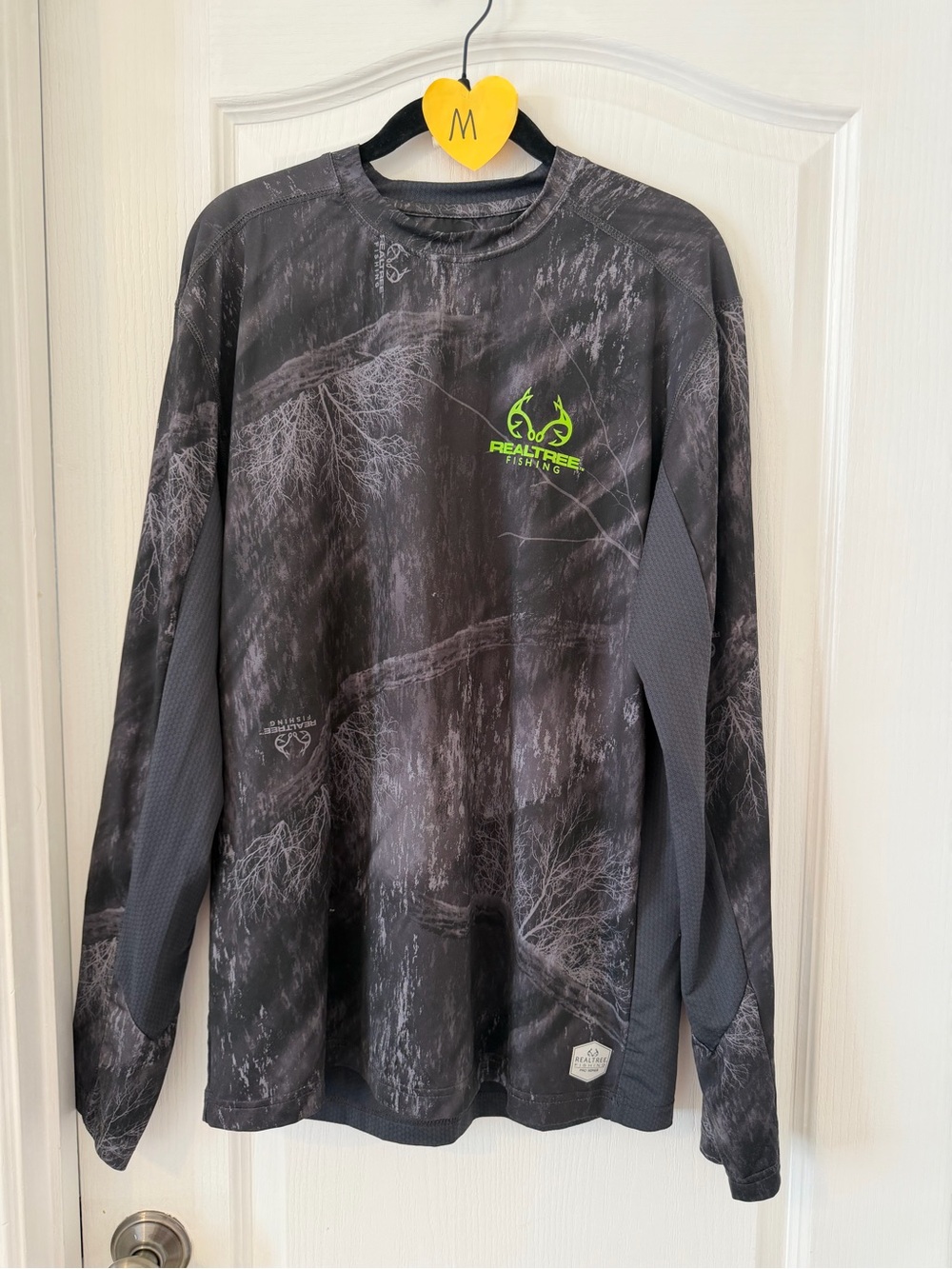 Realtree Men's Long Sleeve Camo Performance Shirt - Black & Neon Green